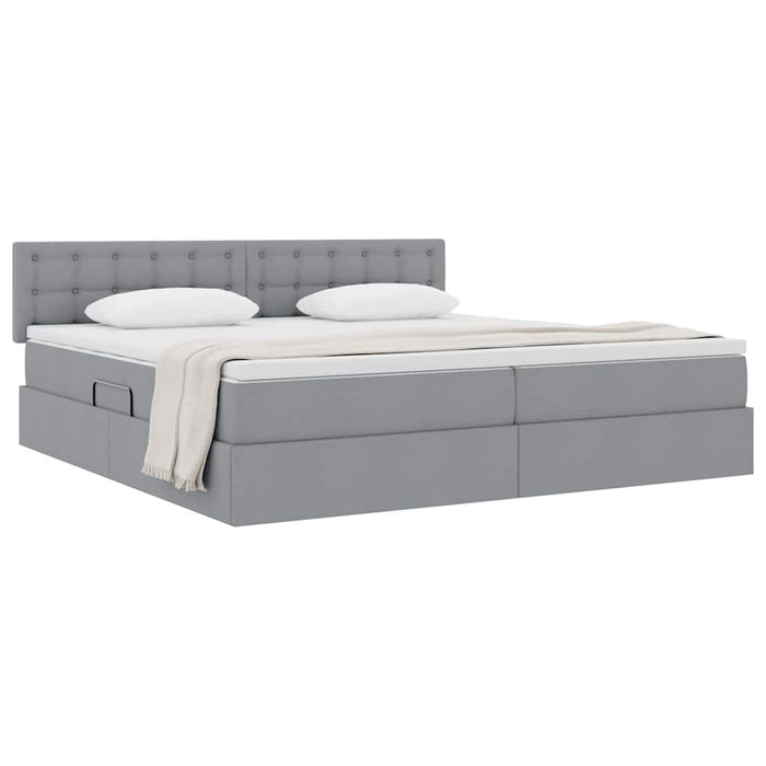 Pat cu saltea și spațiu de depozitare Gri deschis 200 x 200 cm - WALTI WALTI