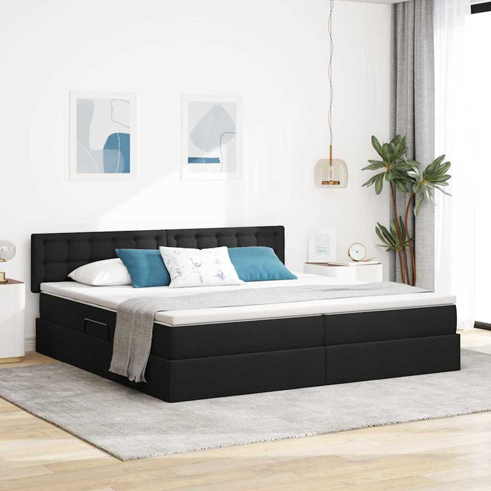 Pat cu saltea și spațiu de depozitare Negru 200 x 200 cm - WALTI WALTI
