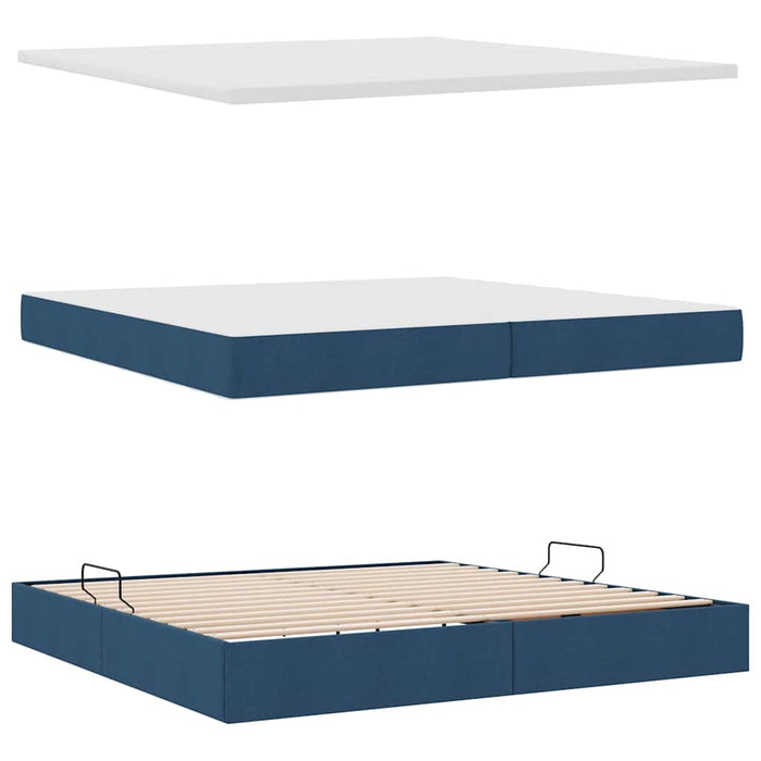 Pat cu saltea și spațiu de depozitare albastru 200 x 200 cm - WALTI WALTI