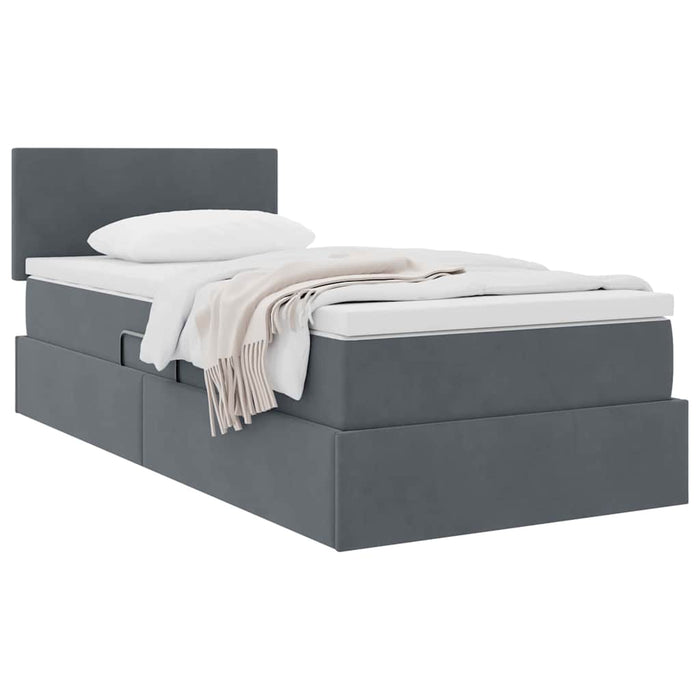 Pat cu storage cu saltea Gri închis 90 x 190 cm Catifea - WALTI WALTI