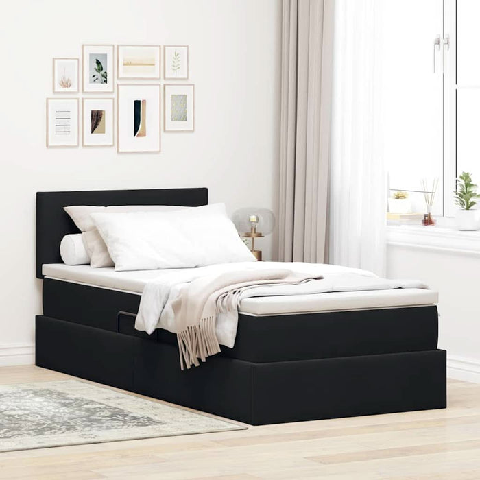 Pat cu storage cu saltea cu headboard Negru 90 x 190 cm Catifea - WALTI WALTI