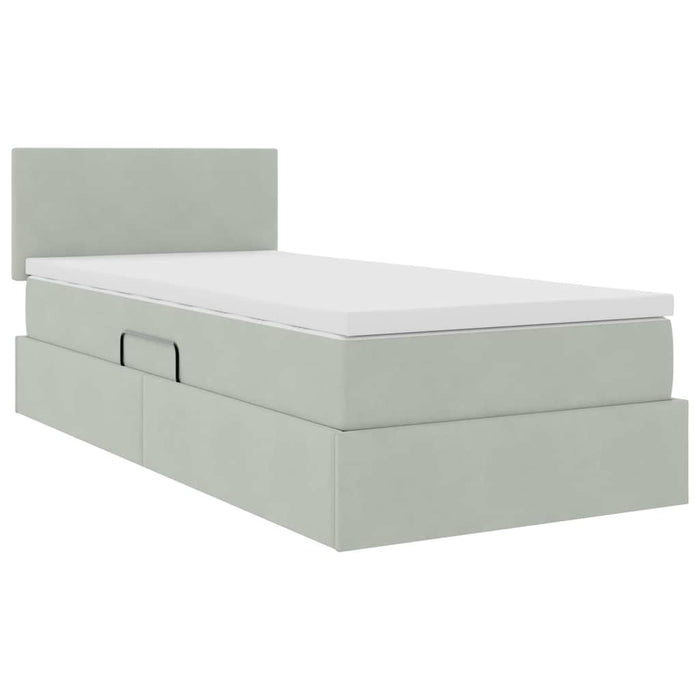 Pat cu storage cu saltea Gri deschis 90 x 200 cm Catifea - WALTI WALTI