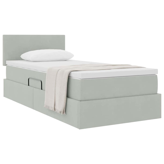 Pat cu storage cu saltea Gri deschis 90 x 200 cm Catifea - WALTI WALTI