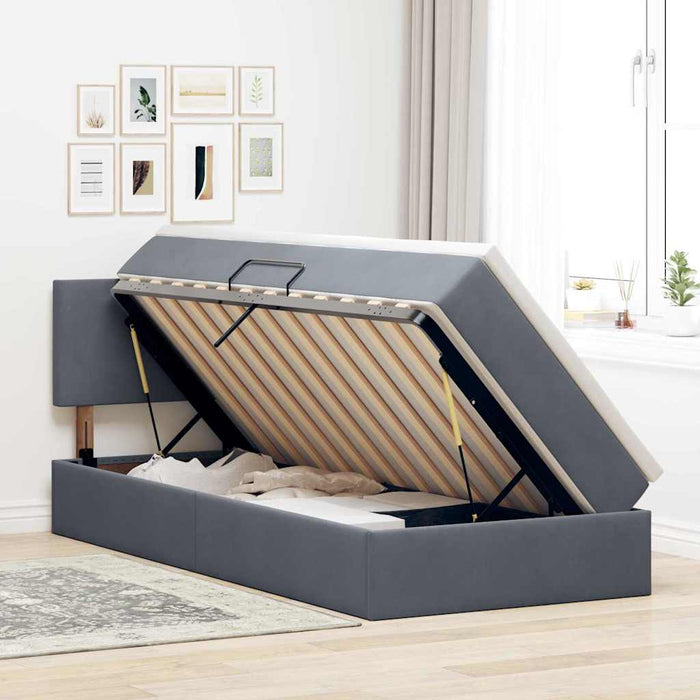 Pat cu storage cu saltea Gri închis 90 x 200 cm Catifea - WALTI WALTI