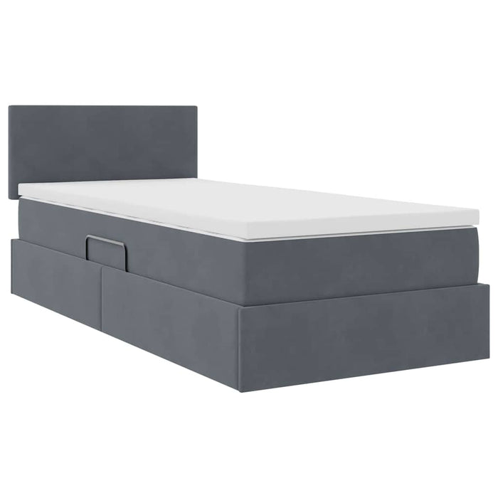Pat cu storage cu saltea Gri închis 90 x 200 cm Catifea - WALTI WALTI