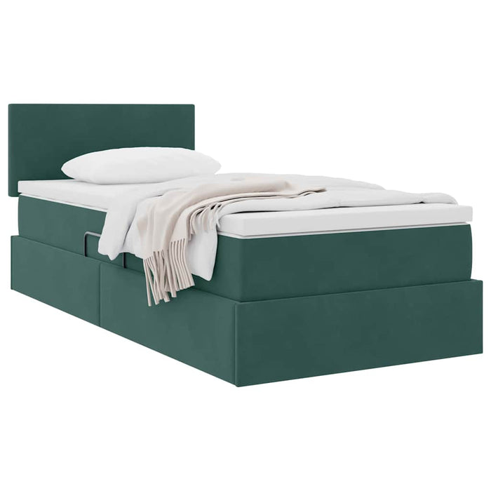 Pat cu storage cu saltea Verde închis 100 x 200 cm Catifea - WALTI WALTI