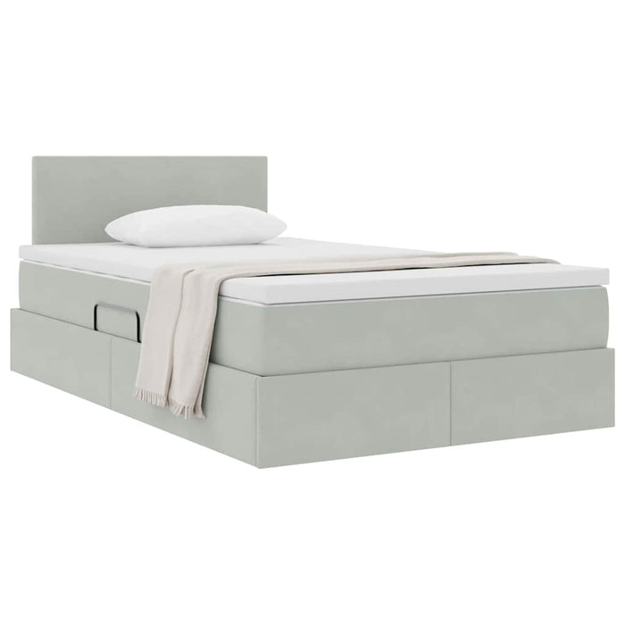 Pat cu storage cu saltea Gri deschis 120 x 190 cm Catifea - WALTI WALTI