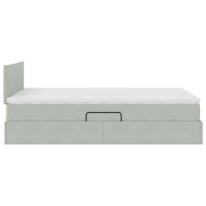 Pat cu storage cu saltea Gri deschis 120 x 200 cm Catifea - WALTI WALTI