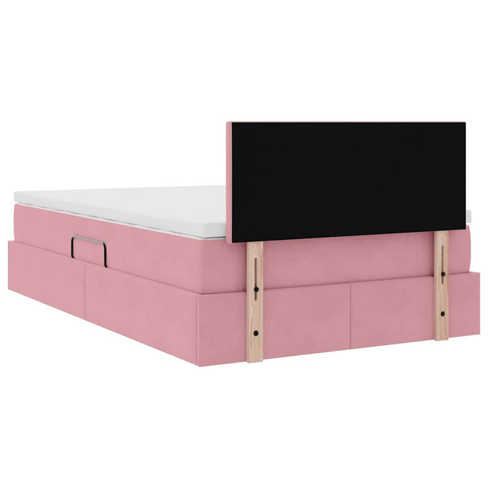 Pat cu storage cu saltea cu headboard Roz 120 x 200 cm Catifea - WALTI WALTI