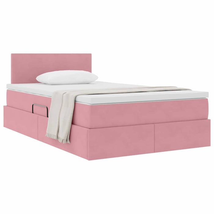 Pat cu storage cu saltea cu headboard Roz 120 x 200 cm Catifea - WALTI WALTI