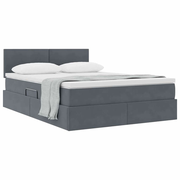 Pat cu storage cu saltea Gri închis 140 x 190 cm Catifea - WALTI WALTI