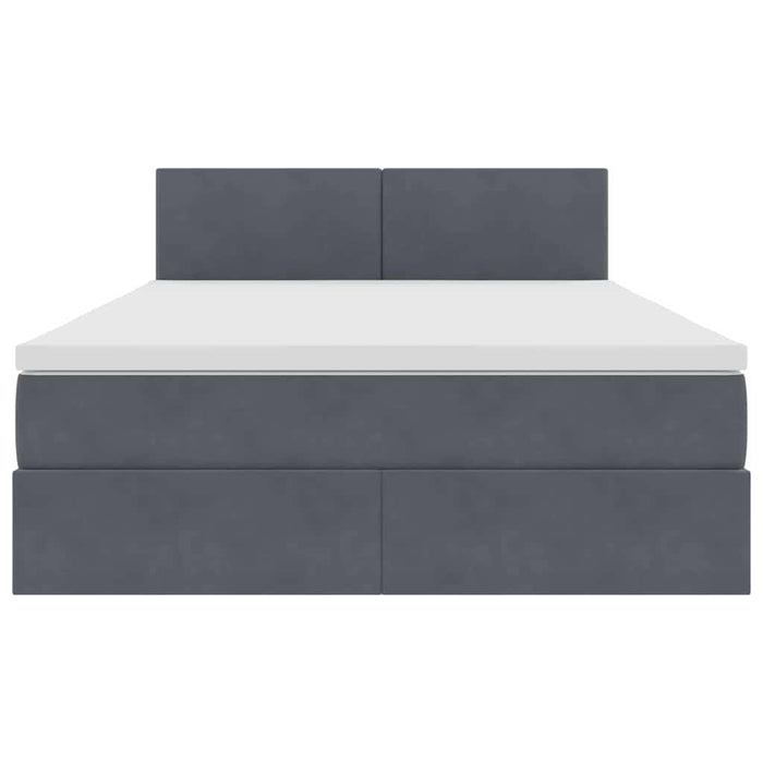 Pat cu storage cu saltea Gri închis 140 x 200 cm Catifea - WALTI WALTI