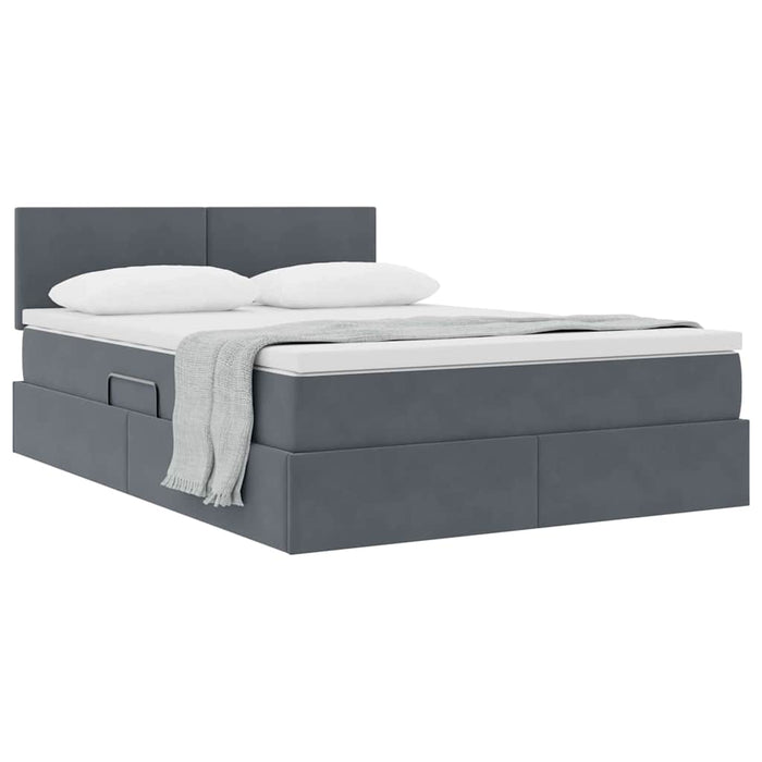 Pat cu storage cu saltea Gri închis 140 x 200 cm Catifea - WALTI WALTI