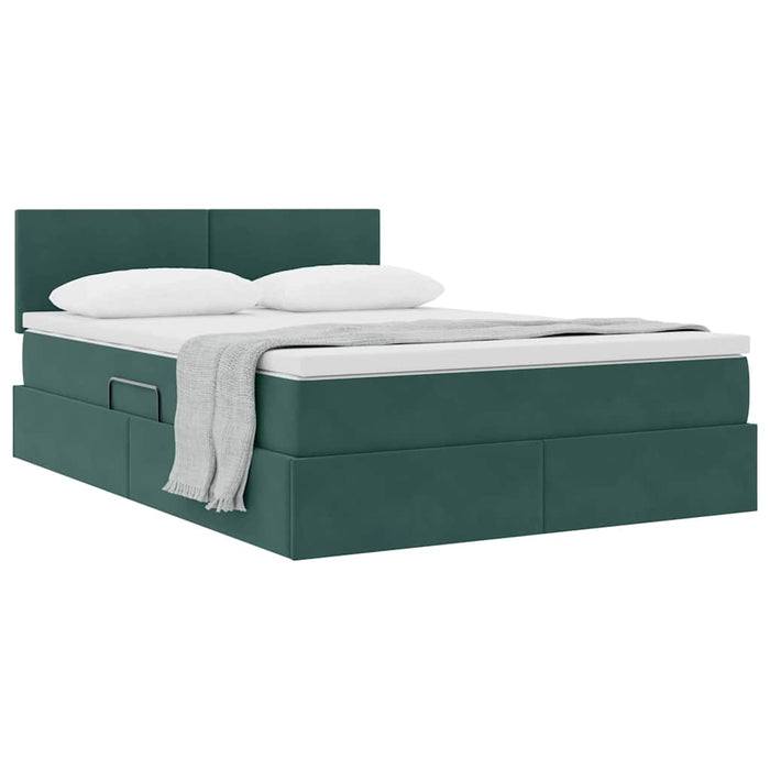 Pat cu storage cu saltea Verde închis 140 x 200 cm Catifea - WALTI WALTI