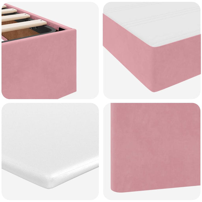 Pat cu storage cu saltea cu headboard Roz 140 x 200 cm Catifea - WALTI WALTI