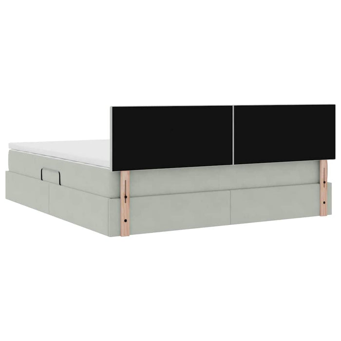 Pat cu storage cu saltea Gri deschis 160 x 200 cm Catifea - WALTI WALTI