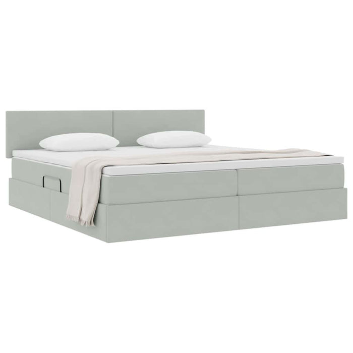 Pat cu storage cu saltea Gri deschis 200 x 200 cm Catifea - WALTI WALTI