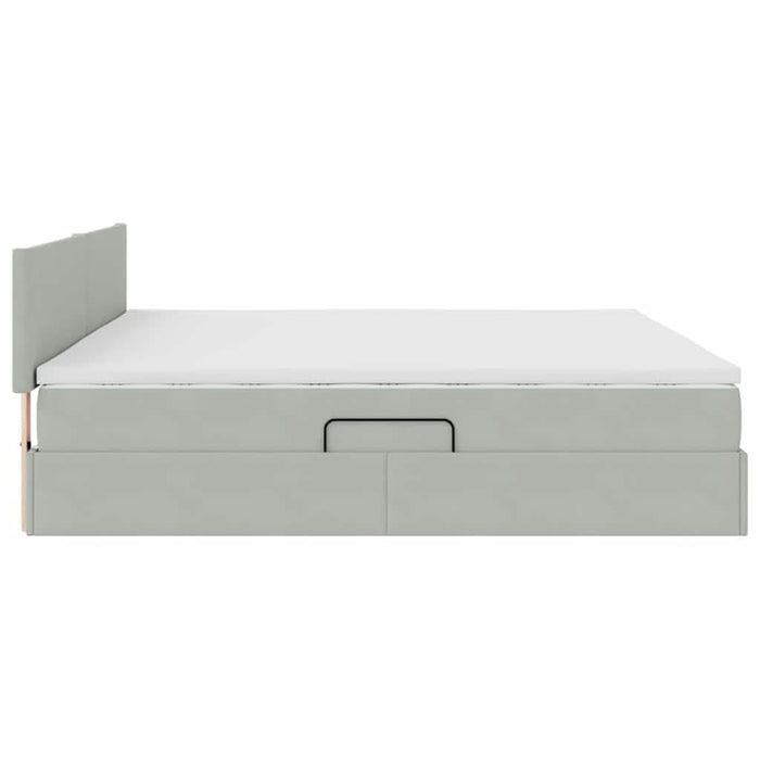 Pat cu storage cu saltea Gri deschis 200 x 200 cm Catifea - WALTI WALTI