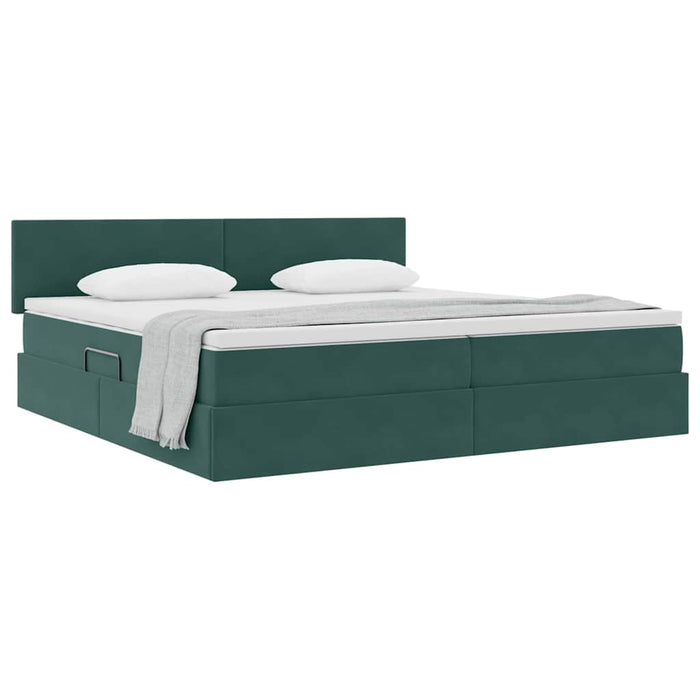 Pat cu storage cu saltea Verde închis 200 x 200 cm Catifea - WALTI WALTI