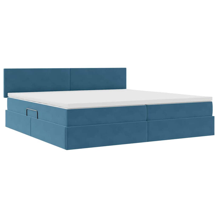 Pat cu storage cu saltea Albastru închis 200 x 200 cm Catifea - WALTI WALTI