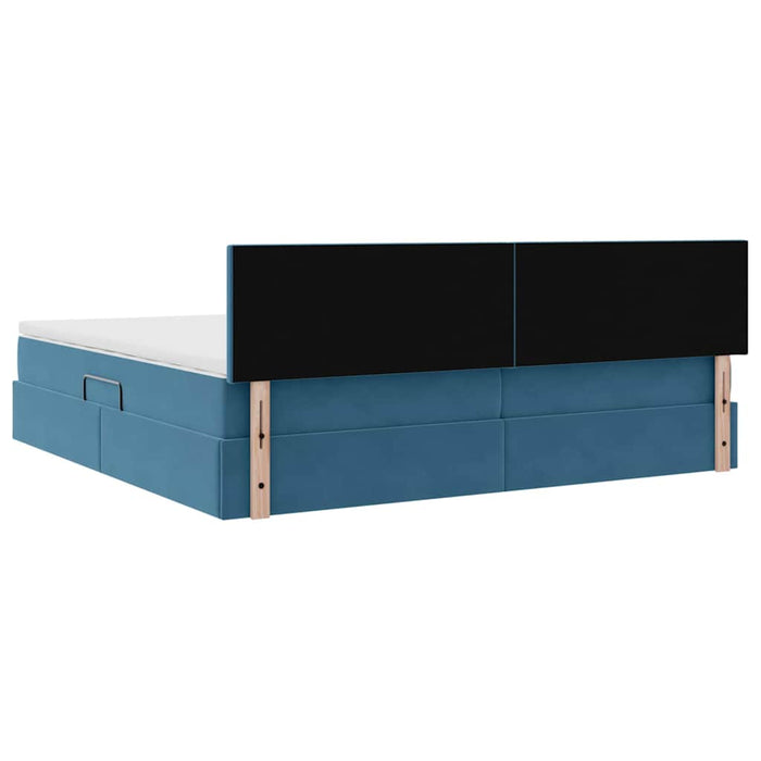 Pat cu storage cu saltea Albastru închis 200 x 200 cm Catifea - WALTI WALTI
