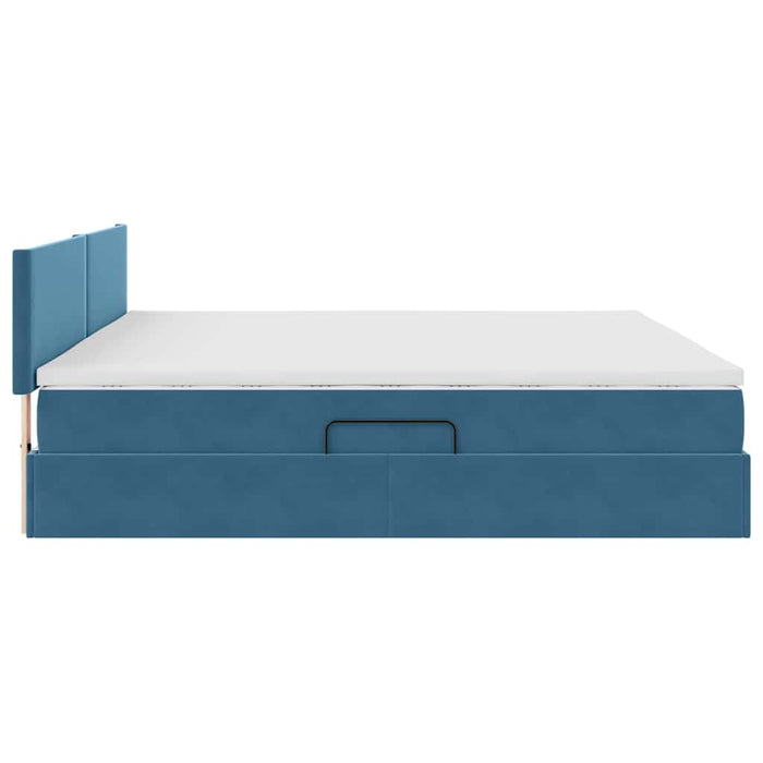 Pat cu storage cu saltea Albastru închis 200 x 200 cm Catifea - WALTI WALTI