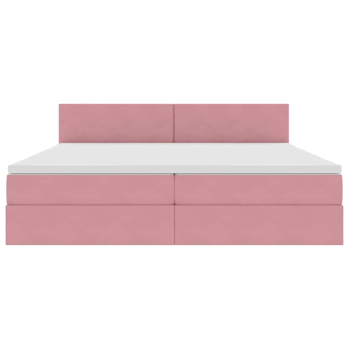 Pat cu storage cu saltea cu headboard Roz 200 x 200 cm Catifea - WALTI WALTI