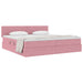 Pat cu storage cu saltea cu headboard Roz 200 x 200 cm Catifea - WALTI WALTI