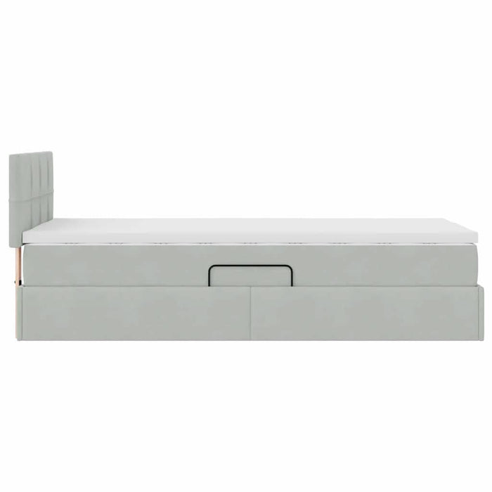 Pat cu storage cu saltea Gri deschis 90 x 190 cm Catifea - WALTI WALTI