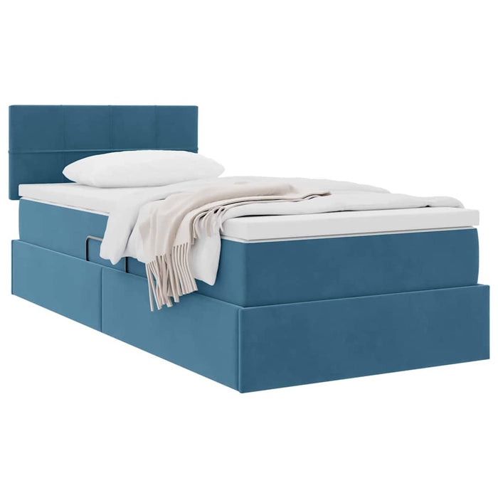 Pat cu storage cu saltea Albastru închis 90 x 190 cm Catifea - WALTI WALTI