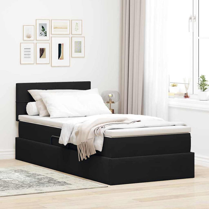 Pat cu storage cu saltea cu headboard Negru 90 x 200 cm Catifea - WALTI WALTI