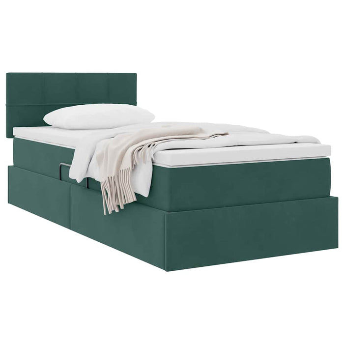 Pat cu storage cu saltea Verde închis 90 x 200 cm Catifea - WALTI WALTI