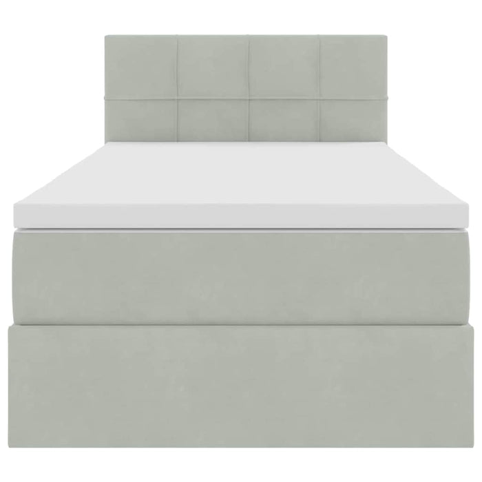 Pat cu storage cu saltea Gri deschis 100 x 200 cm Catifea - WALTI WALTI