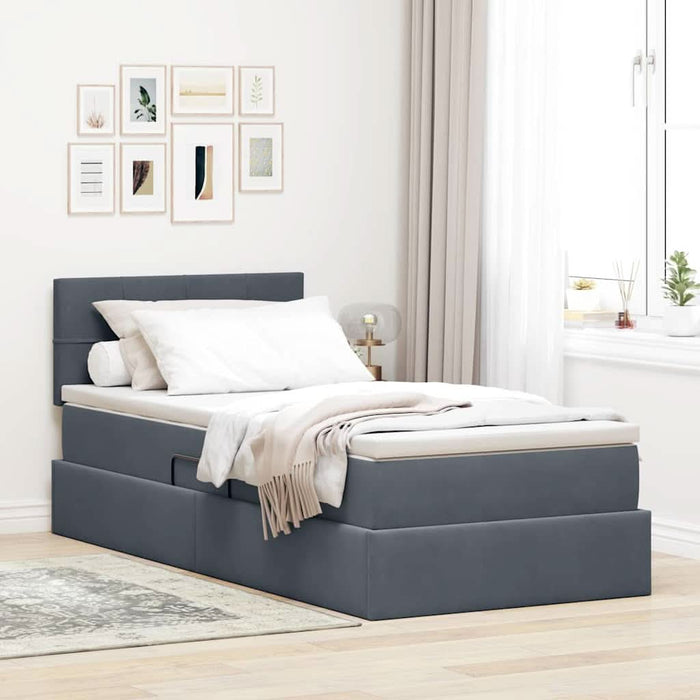 Pat cu storage cu saltea Gri închis 100 x 200 cm Catifea - WALTI WALTI