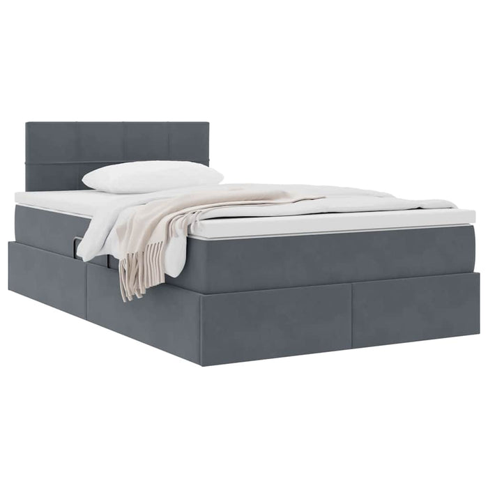Pat cu storage cu saltea Gri închis 120 x 200 cm Catifea - WALTI WALTI