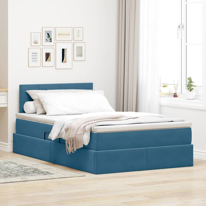 Pat cu storage cu saltea Albastru închis 120 x 200 cm Catifea - WALTI WALTI