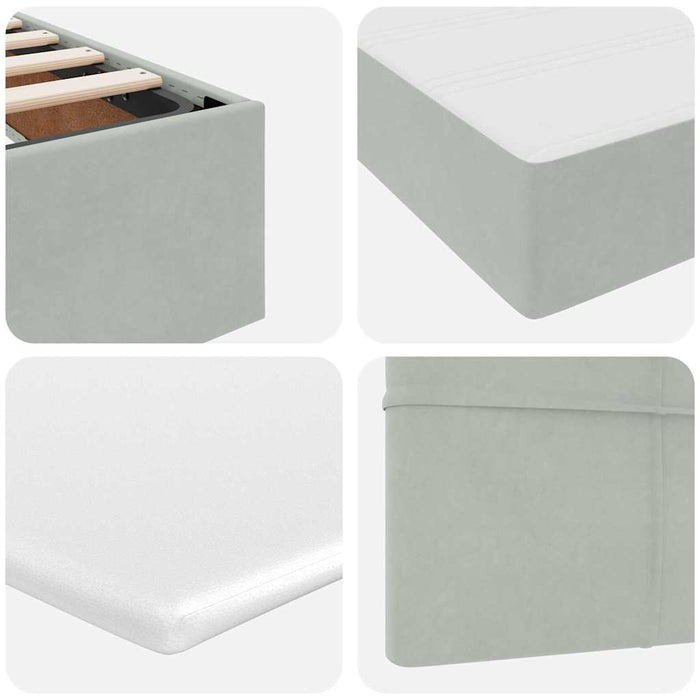 Pat cu storage cu saltea Gri deschis 140 x 190 cm Catifea - WALTI WALTI