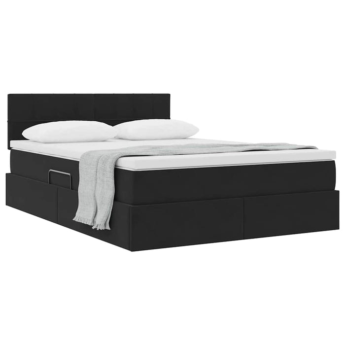 Pat cu storage cu saltea Negru 140 x 190 cm Catifea - WALTI WALTI