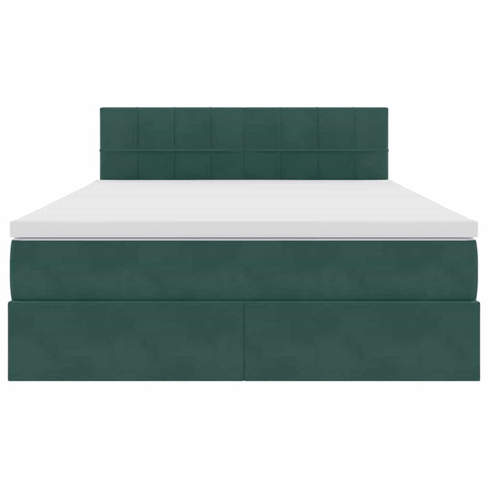 Pat cu storage cu saltea Verde închis 140 x 190 cm Catifea - WALTI WALTI