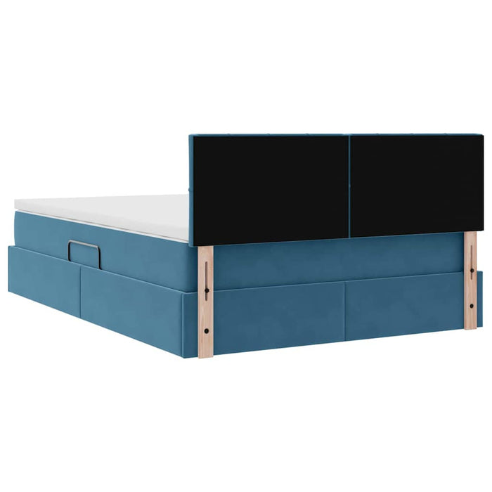 Pat cu storage cu saltea Albastru închis 140 x 190 cm Catifea - WALTI WALTI