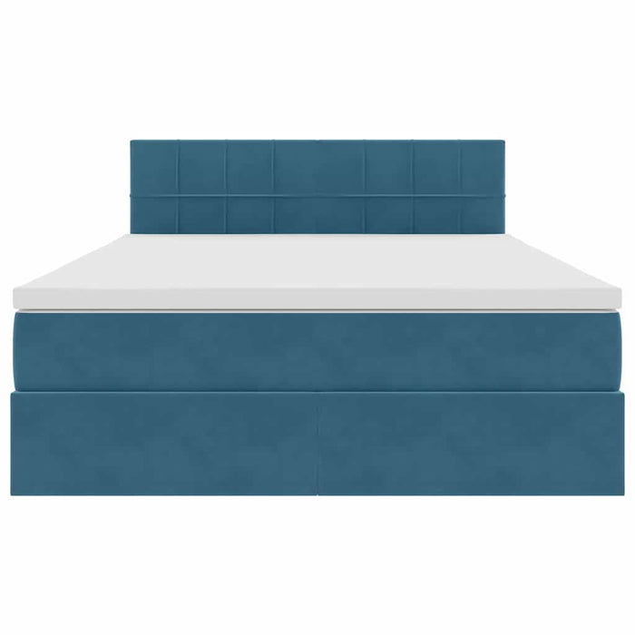 Pat cu storage cu saltea Albastru închis 140 x 190 cm Catifea - WALTI WALTI
