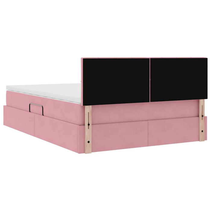Pat cu storage cu saltea cu headboard Roz 140 x 190 cm Catifea - WALTI WALTI