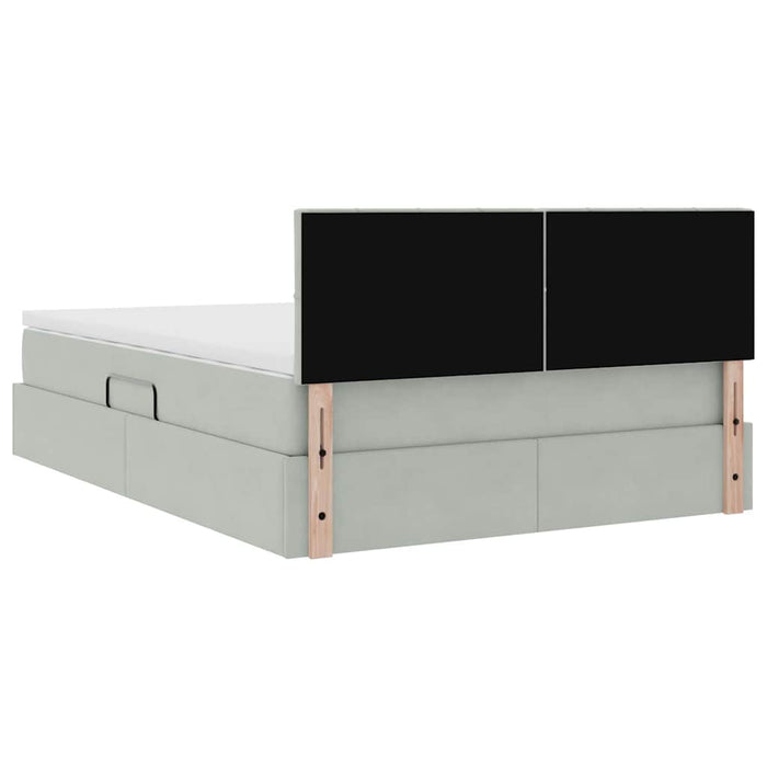 Pat cu storage cu saltea Gri deschis 140 x 200 cm Catifea - WALTI WALTI
