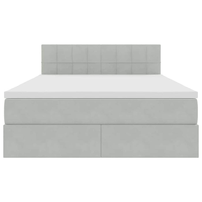 Pat cu storage cu saltea Gri deschis 140 x 200 cm Catifea - WALTI WALTI