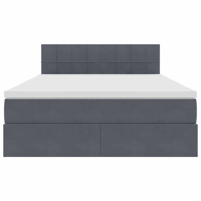 Pat cu storage cu saltea Gri închis 140 x 200 cm Catifea - WALTI WALTI