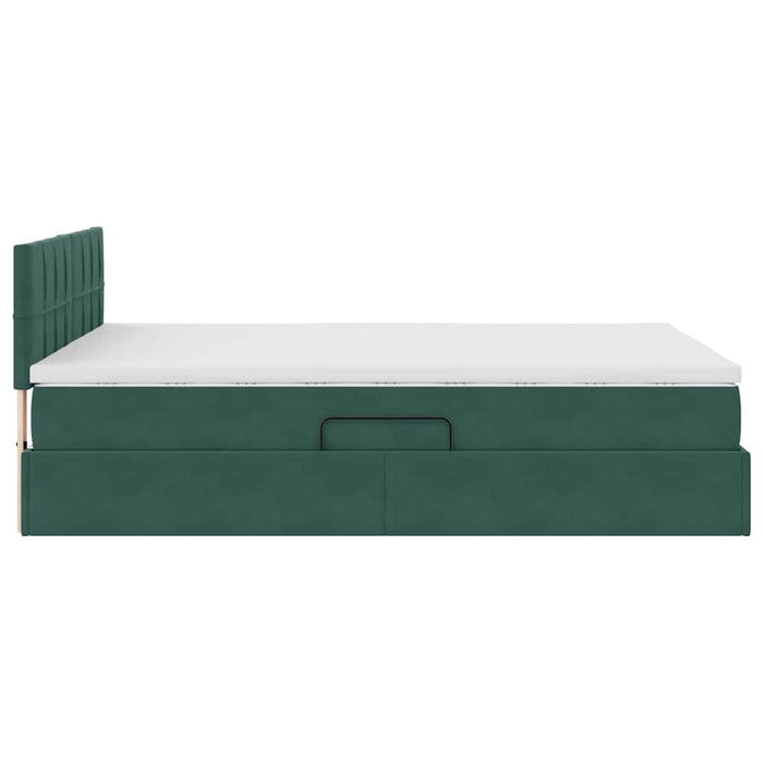Pat cu storage cu saltea Verde închis 140 x 200 cm Catifea - WALTI WALTI
