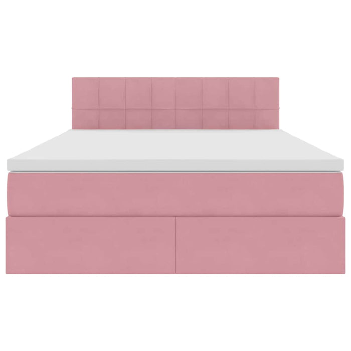 Pat cu storage cu saltea cu headboard Roz 140 x 200 cm Catifea - WALTI WALTI