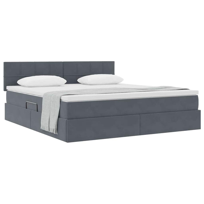 Pat cu storage cu saltea Gri închis 160 x 200 cm Catifea - WALTI WALTI