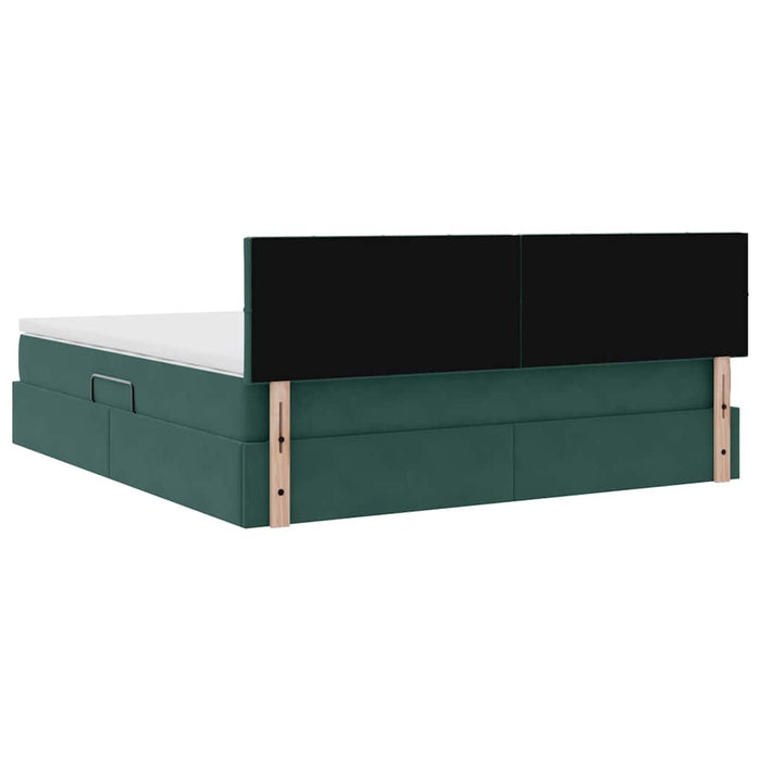 Pat cu storage cu saltea Verde închis 160 x 200 cm Catifea - WALTI WALTI