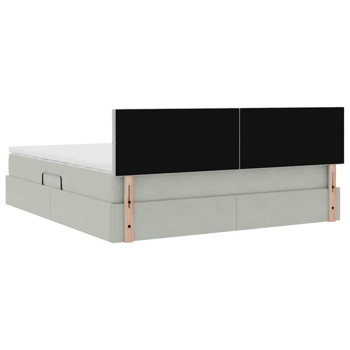 Pat cu storage cu saltea Gri deschis 180 x 200 cm Catifea - WALTI WALTI